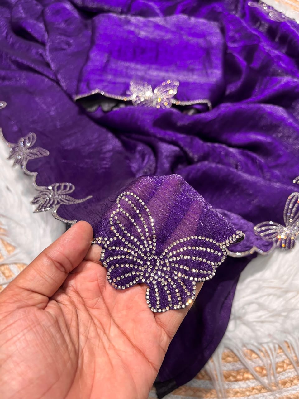 Kayatri New Fandy chiffon two ton Blooming With Beautiful jarkhan Work With Siroski Work