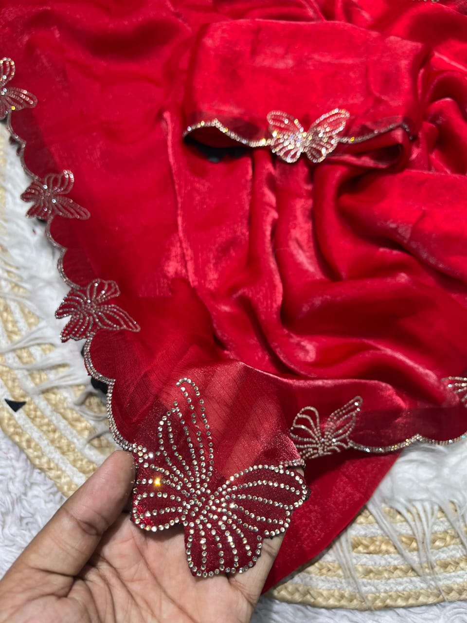 Kayatri New Fandy chiffon two ton Blooming With Beautiful jarkhan Work With Siroski Work