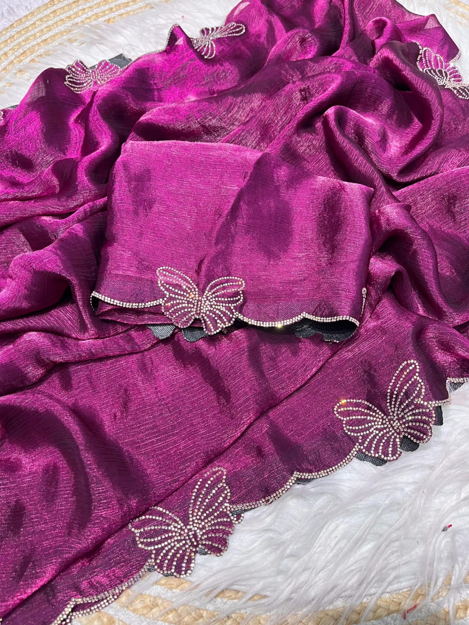 Kayatri New Fandy chiffon two ton Blooming With Beautiful jarkhan Work With Siroski Work