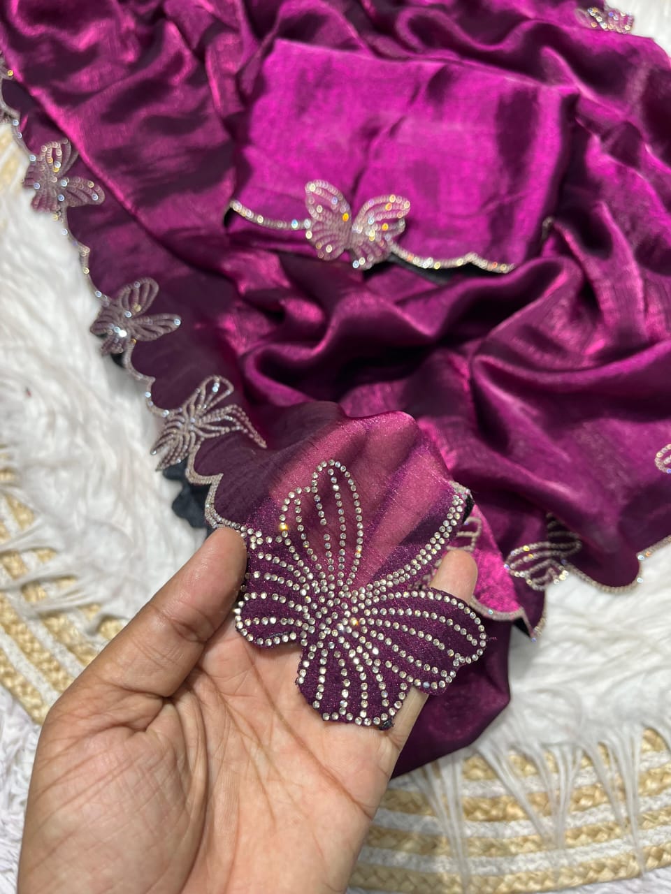 Kayatri New Fandy chiffon two ton Blooming With Beautiful jarkhan Work With Siroski Work