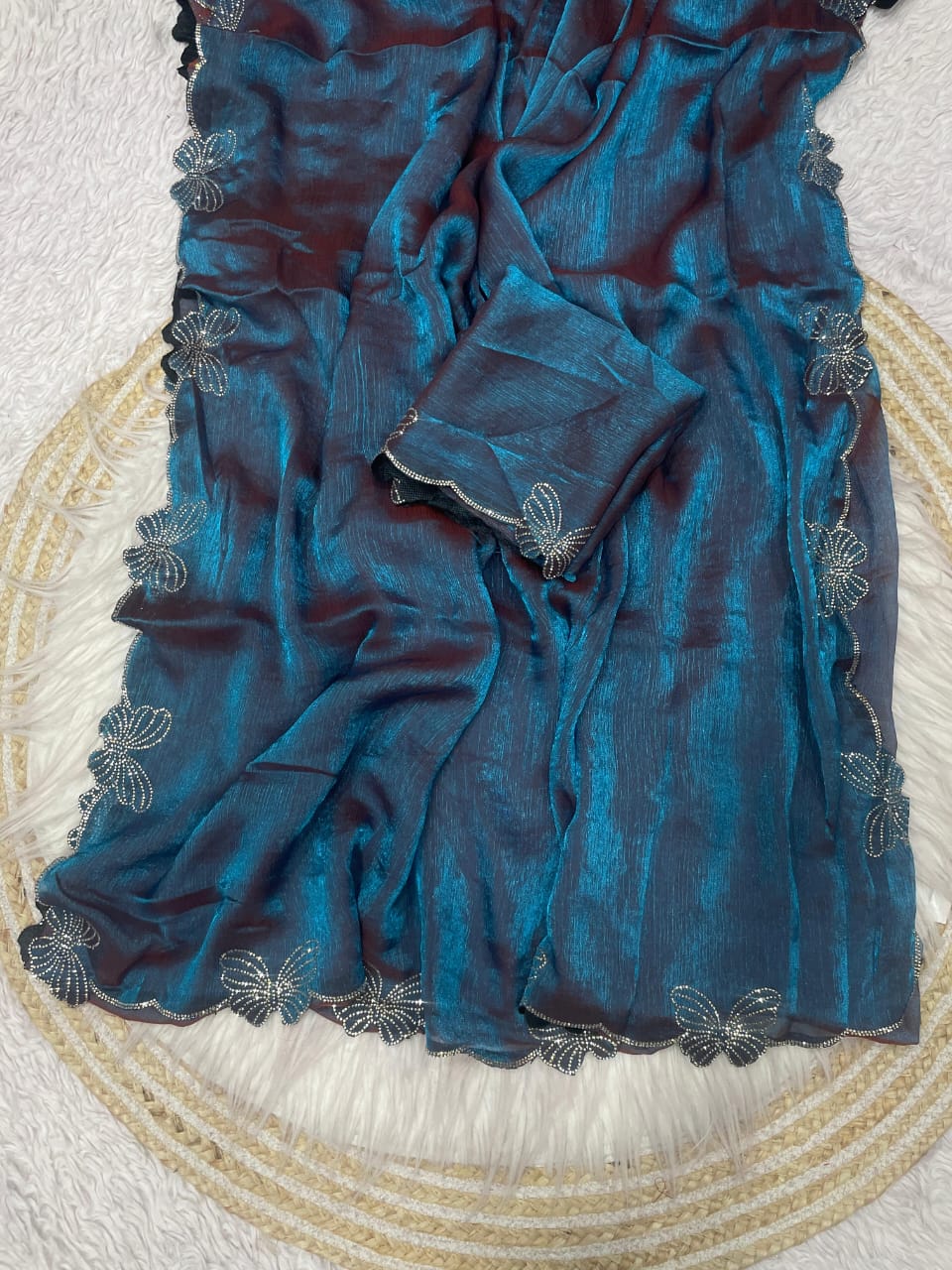 Kayatri New Fandy chiffon two ton Blooming With Beautiful jarkhan Work With Siroski Work