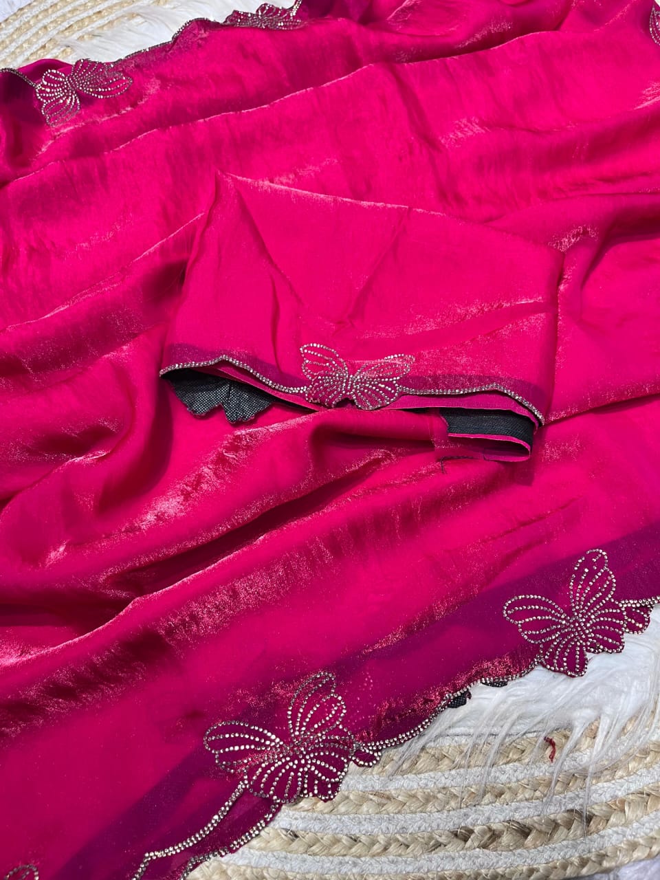 Kayatri New Fandy chiffon two ton Blooming With Beautiful jarkhan Work With Siroski Work