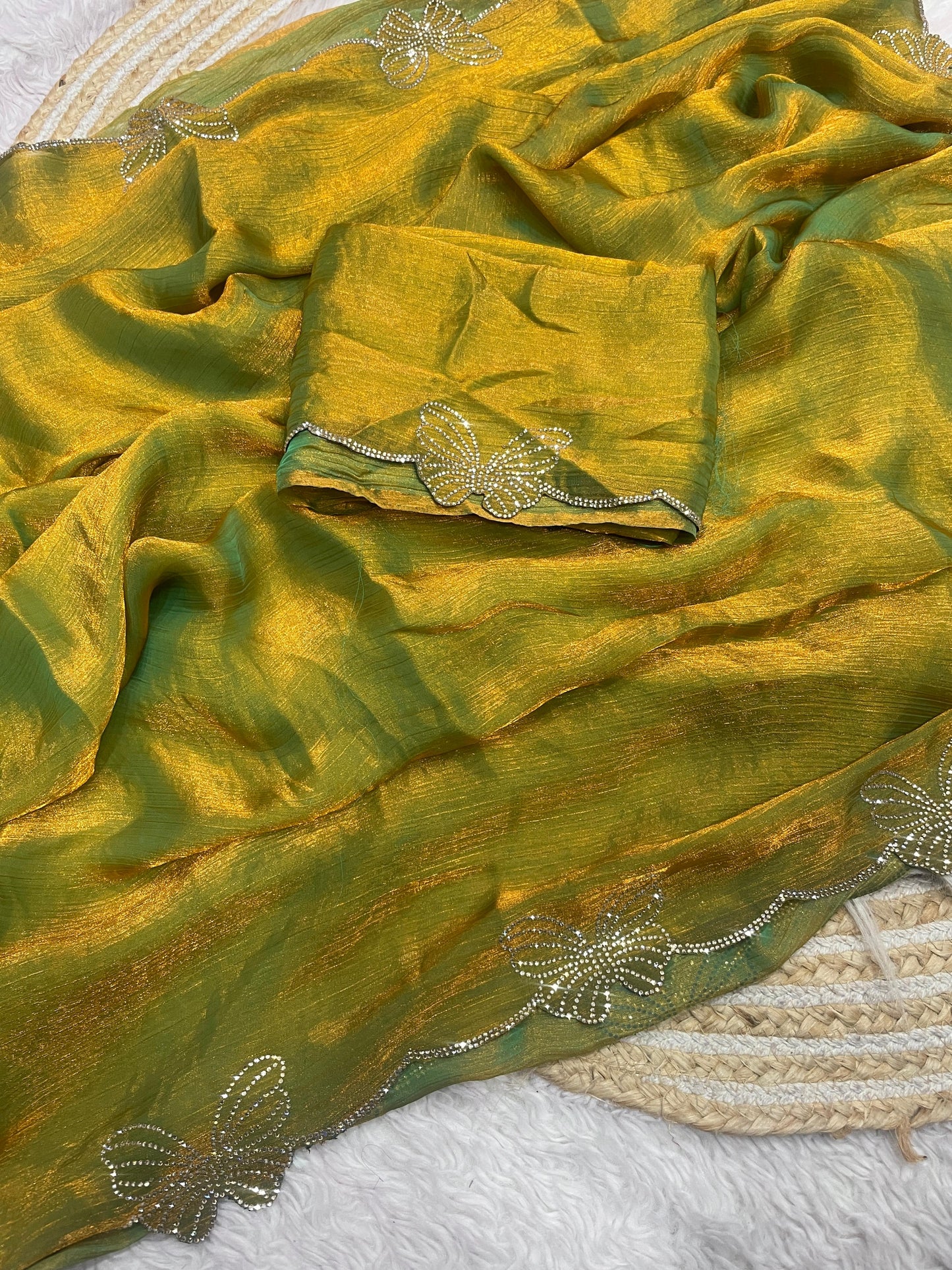 Kayatri New Fandy chiffon two ton Blooming With Beautiful jarkhan Work With Siroski Work