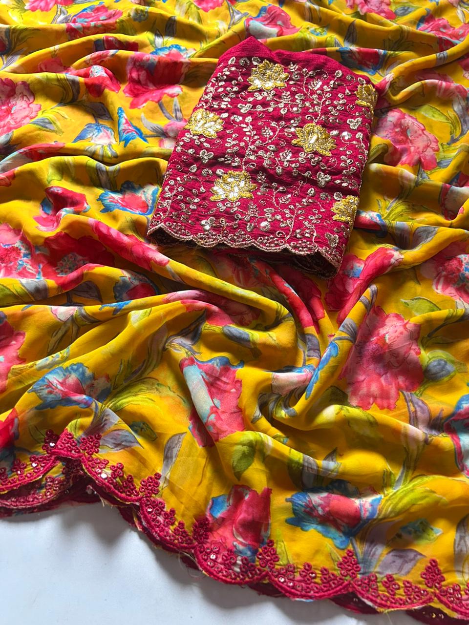 Kayatri New SOFT MUL SLAB GEORGETTE SAREE WITH , BEAUTIFUL PRINT SAREE