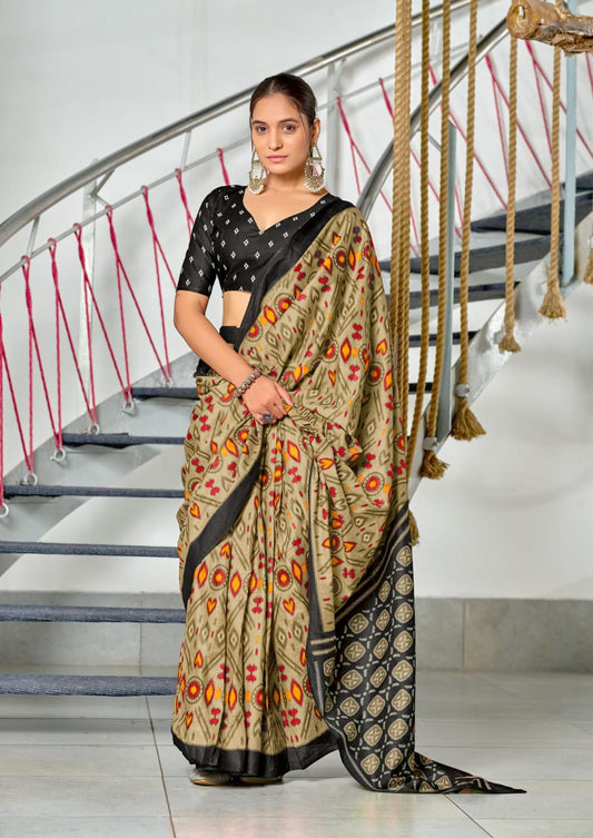 Kayatri New  PURE MULMUL COTTON IKKAT HAND PRINT SAREES