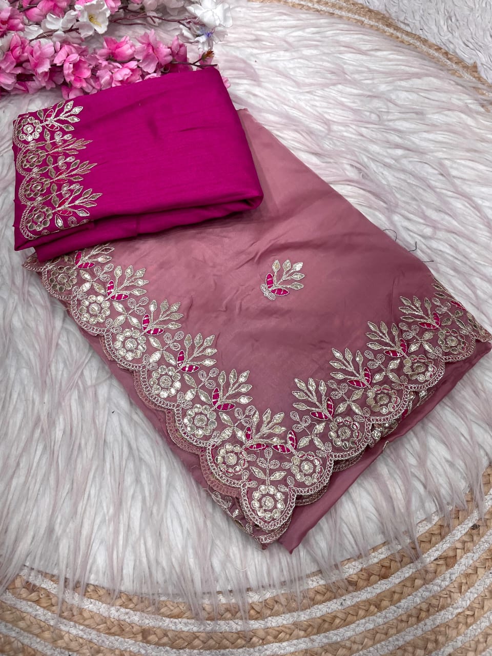 Kayatri New Crystel  karsh & Heavy C -Pallu With Gota Foil work all over saree