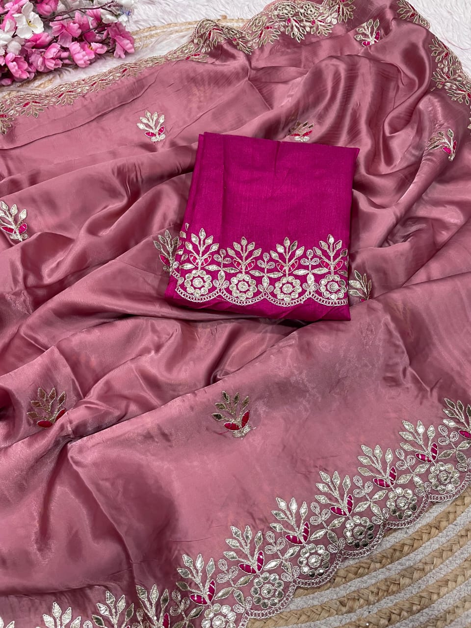 Kayatri New Crystel  karsh & Heavy C -Pallu With Gota Foil work all over saree