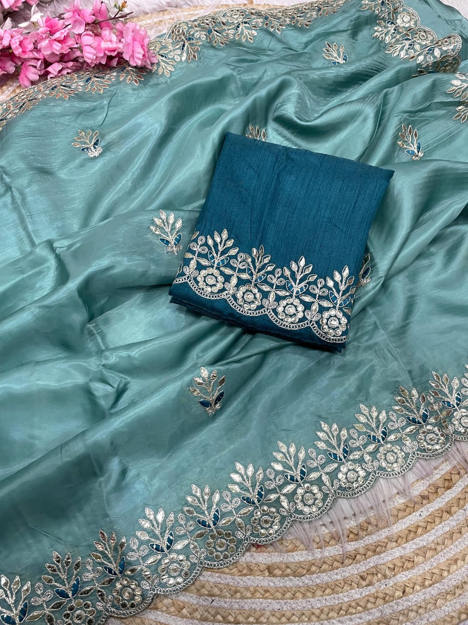 Kayatri New Crystel  karsh & Heavy C -Pallu With Gota Foil work all over saree