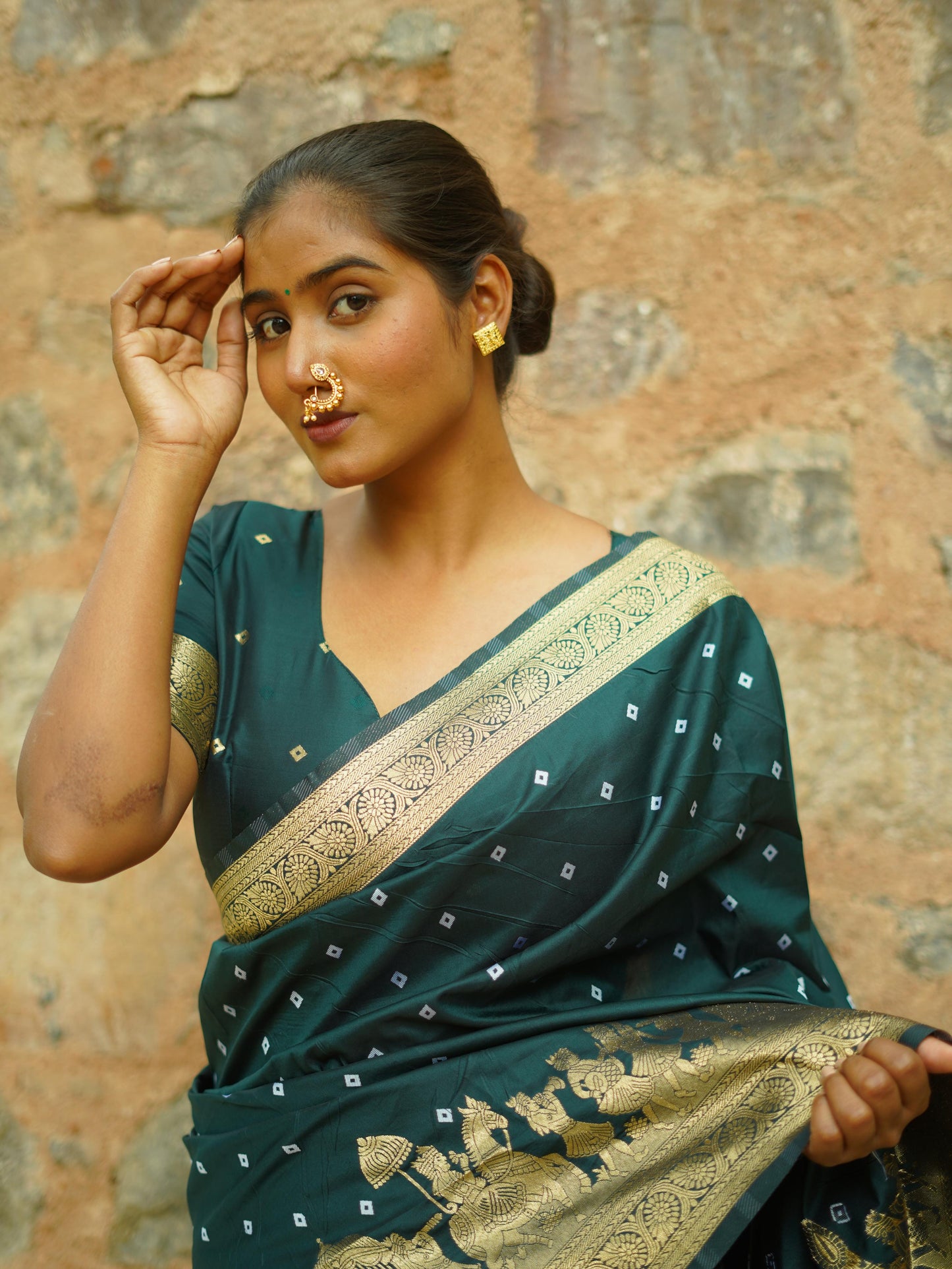 Kayatri New Awesome Heavy Saree With Hand Bandhej Saree