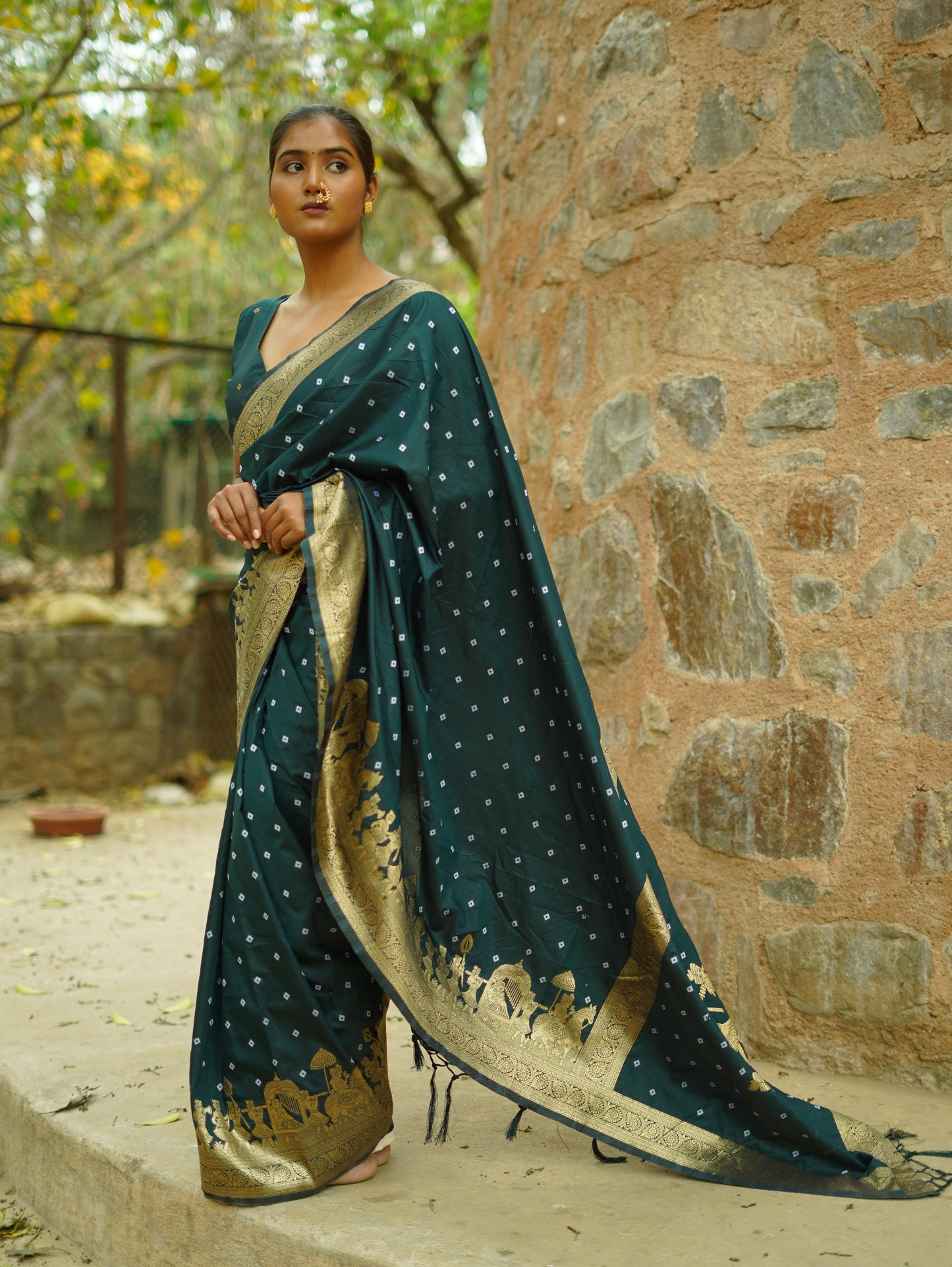 Kayatri New Awesome Heavy Saree With Hand Bandhej Saree