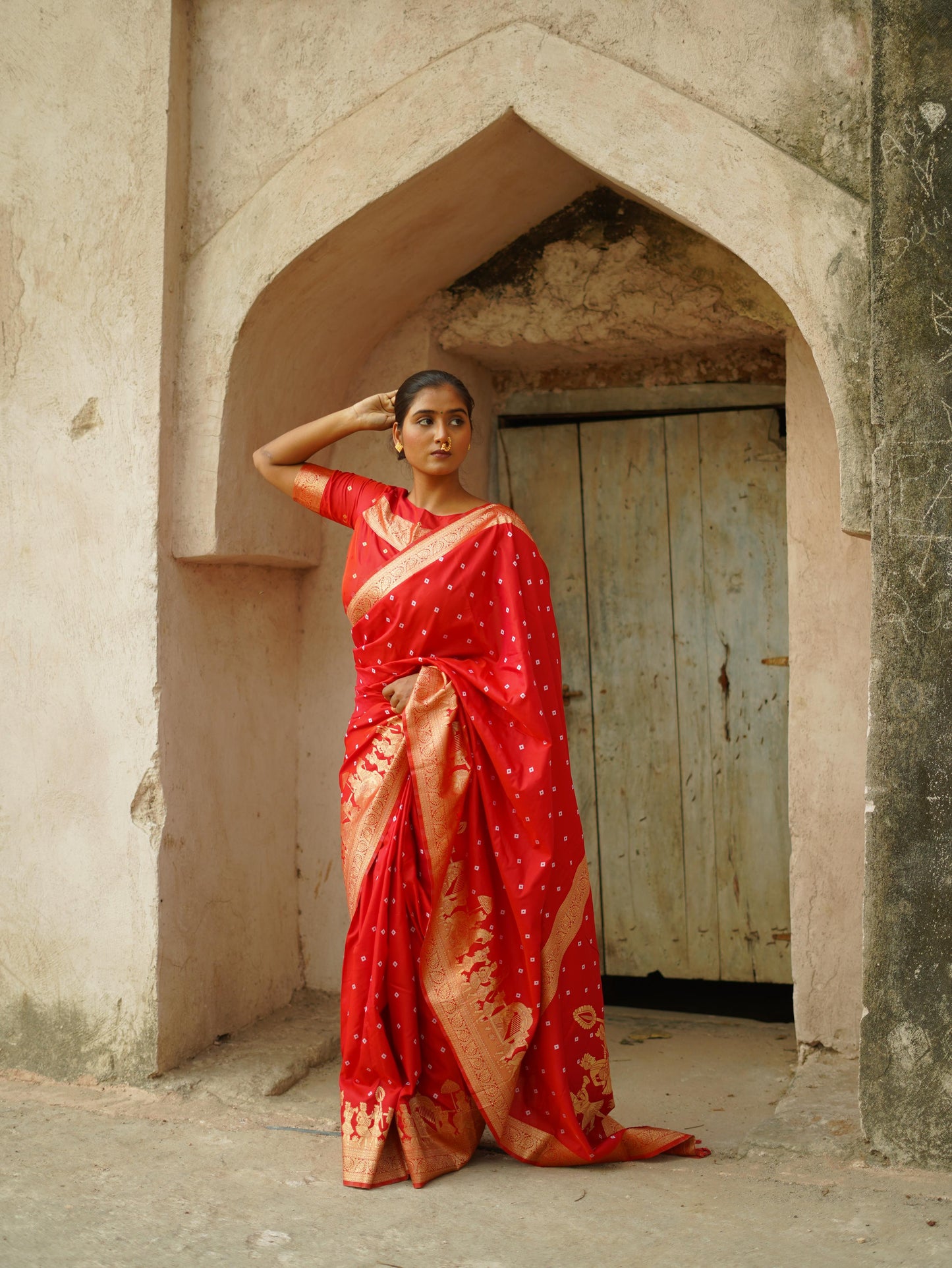 Kayatri New Awesome Heavy Saree With Hand Bandhej Saree