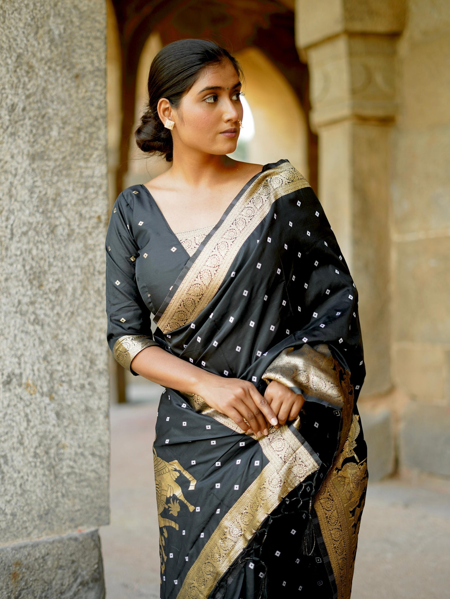 Kayatri New Awesome Heavy Saree With Hand Bandhej Saree