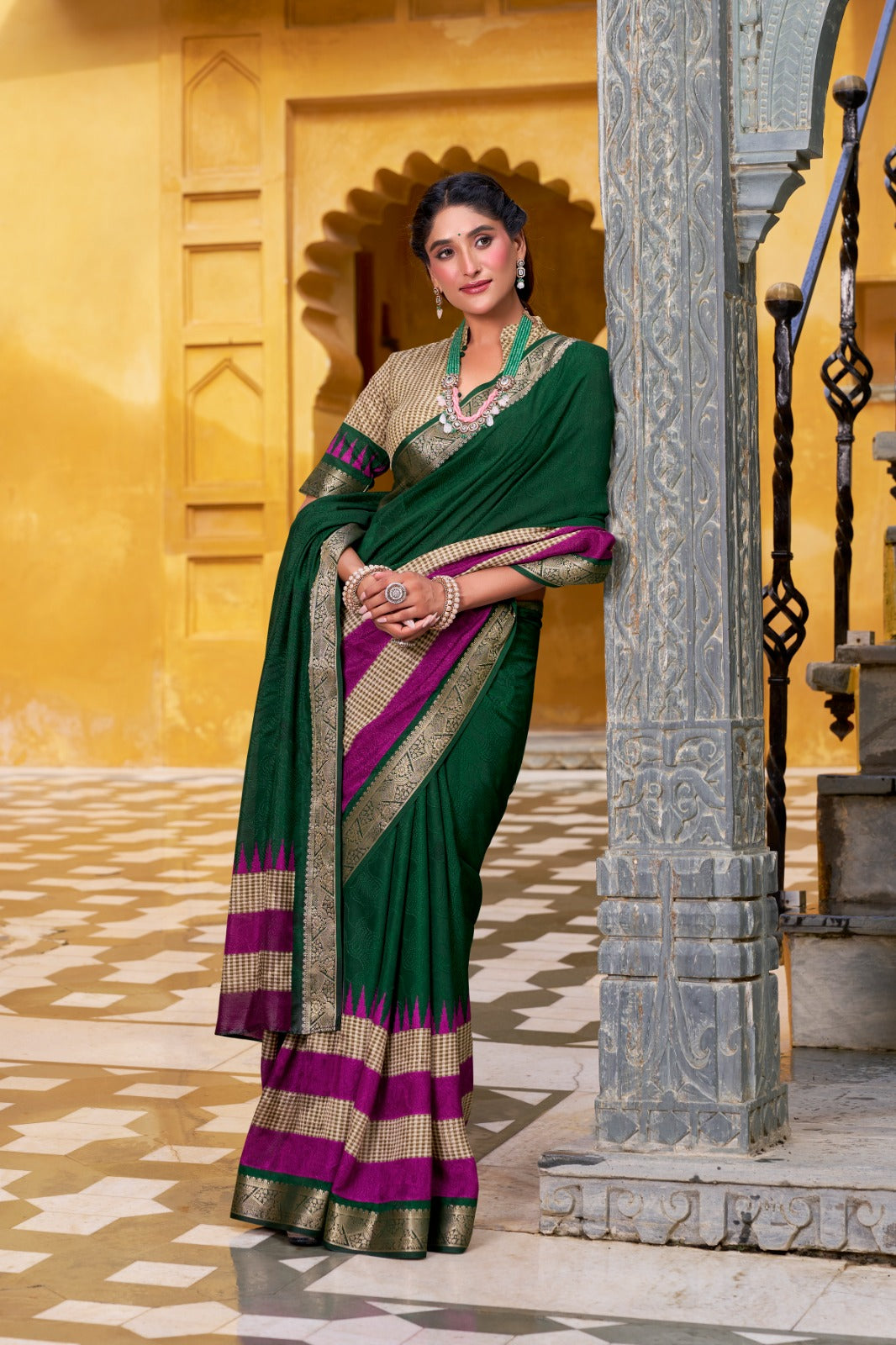 Kayatri New Soft cotton feel royal zari border pure Indian aesthetic wrapped in simplicity.
