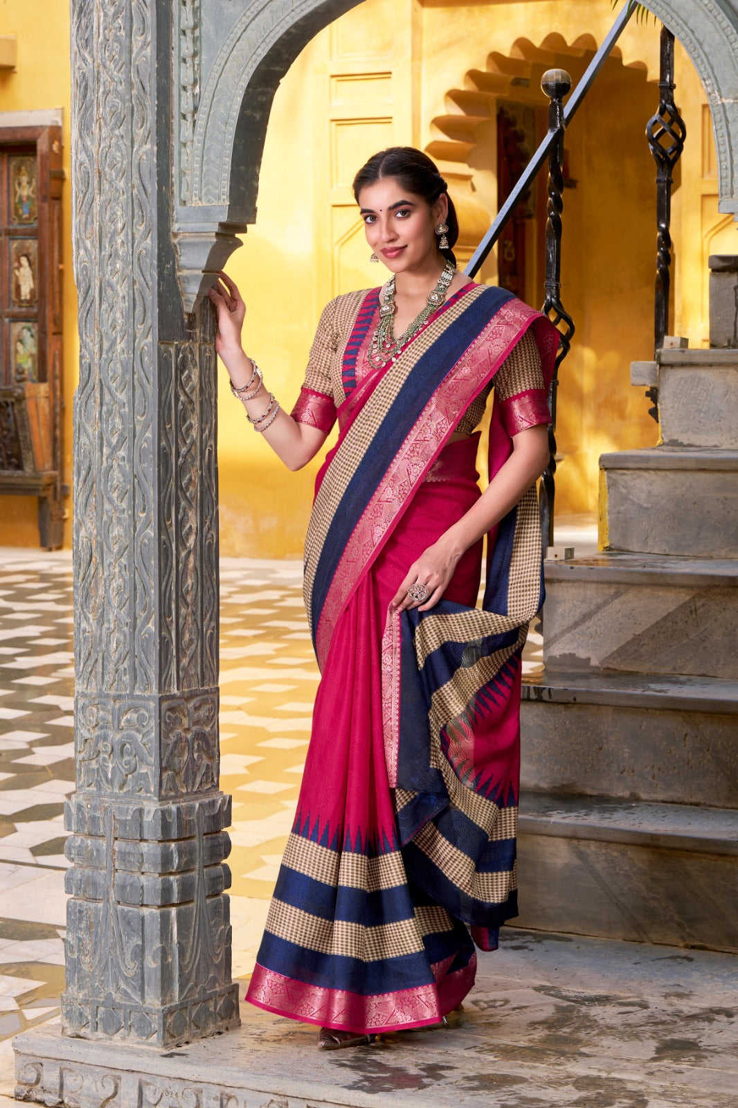 Kayatri New Soft cotton feel royal zari border pure Indian aesthetic wrapped in simplicity.