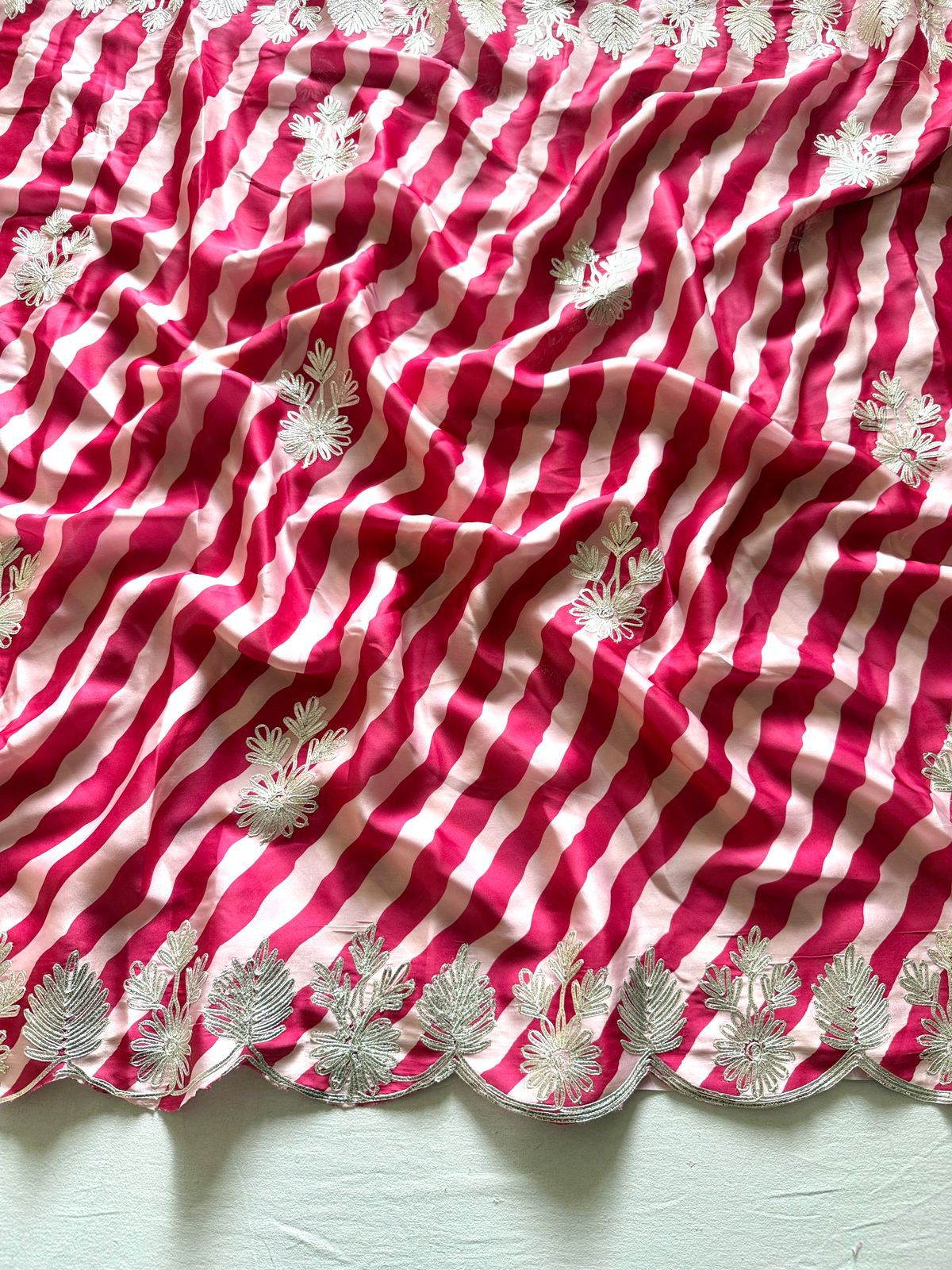 Kayatri New  Heavy Sattin Georgette Fabric And Beautiful 3D Digital Laheriya Print And Gotta Patti Work