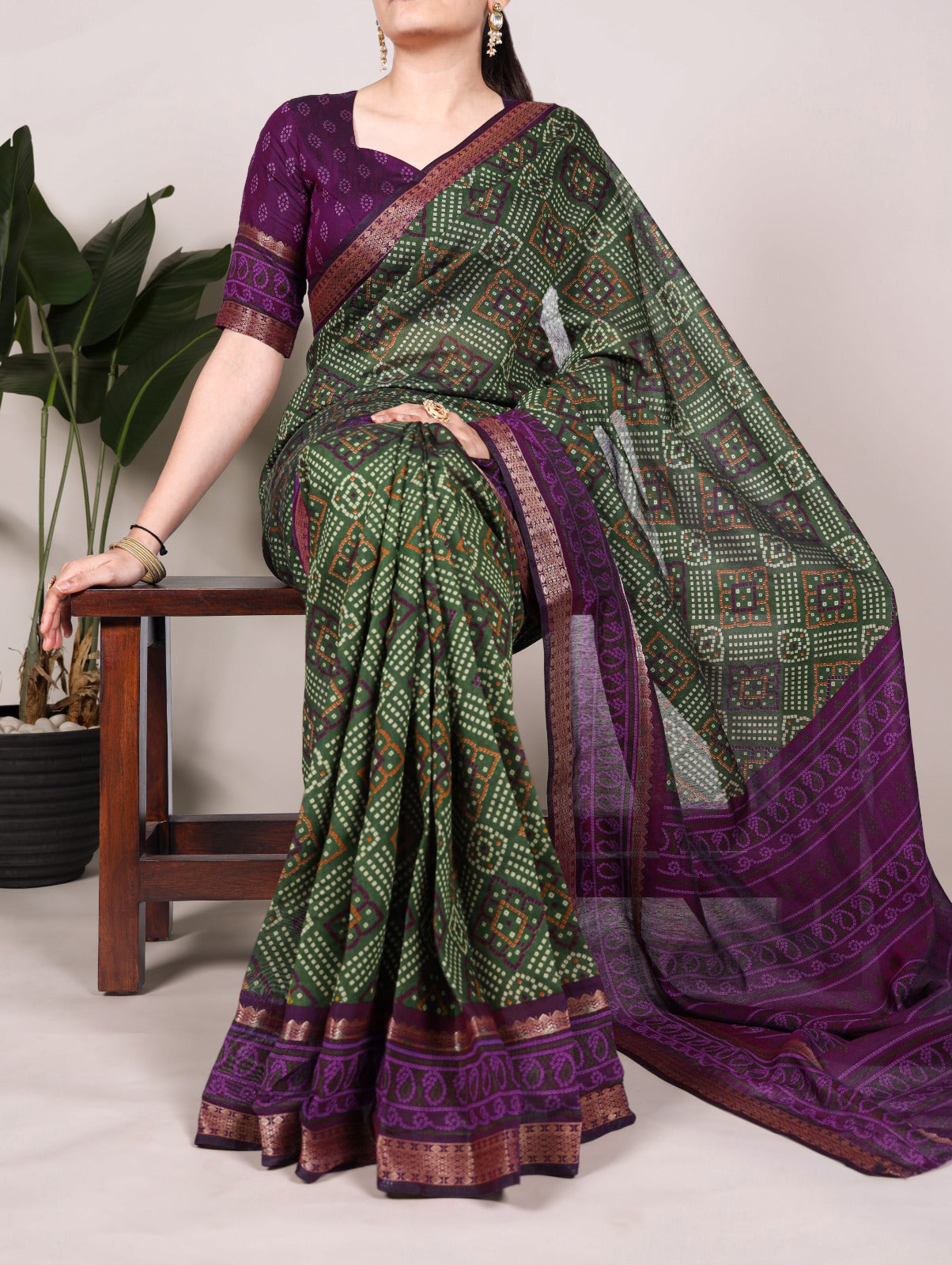 Kayatri New polyester viscose Chanderi, styled in Bandhej beauty saree