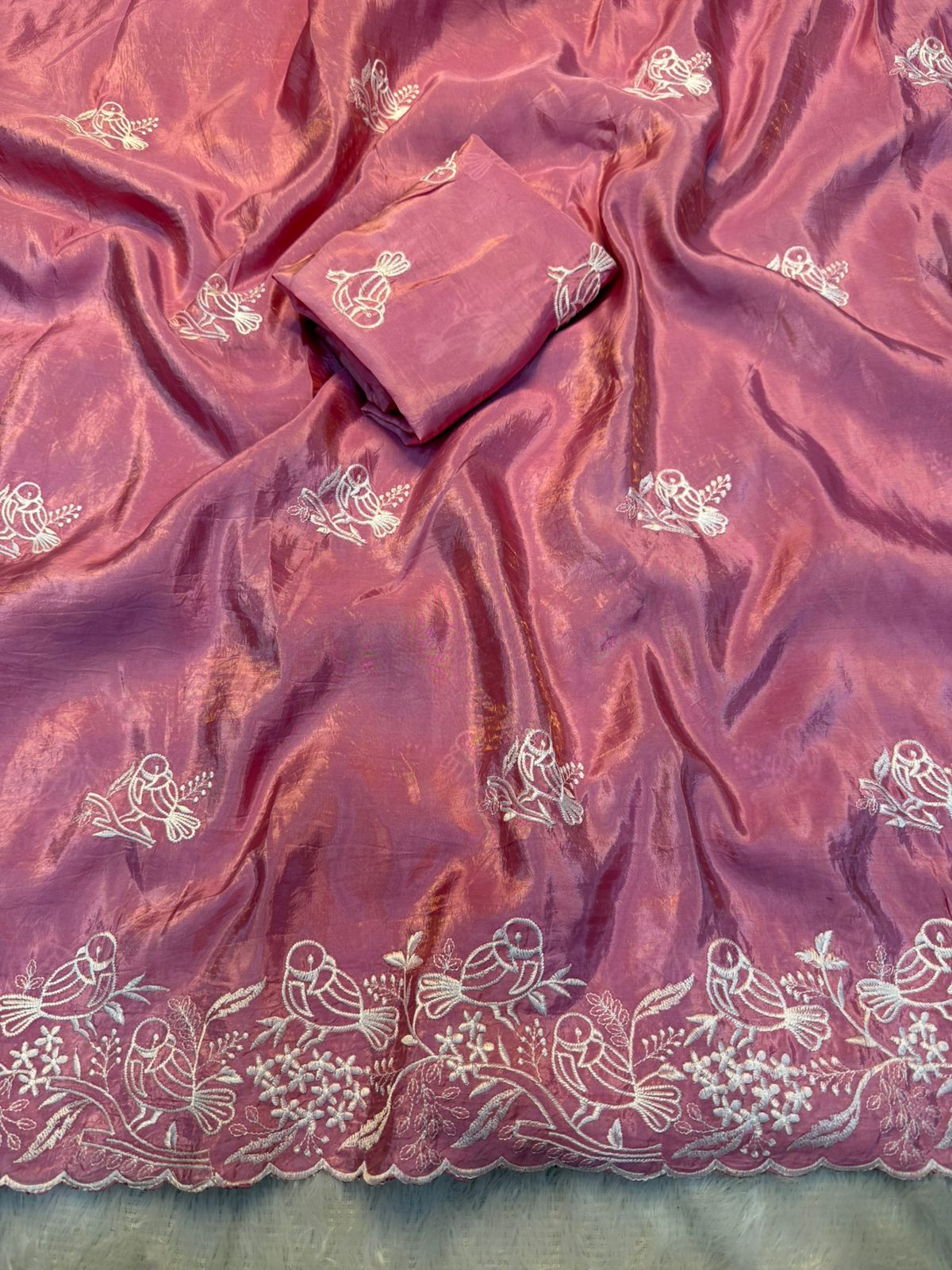 Kayatri New Beautiful Premium Quality soft gold crush Designer Saree with Beautiful Multi Embroidery C-Pallu Saree