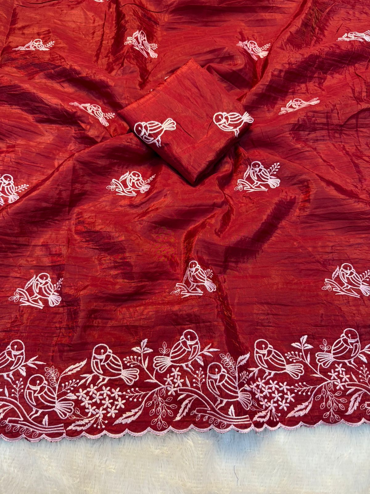 Kayatri New Beautiful Premium Quality soft gold crush Designer Saree with Beautiful Multi Embroidery C-Pallu Saree
