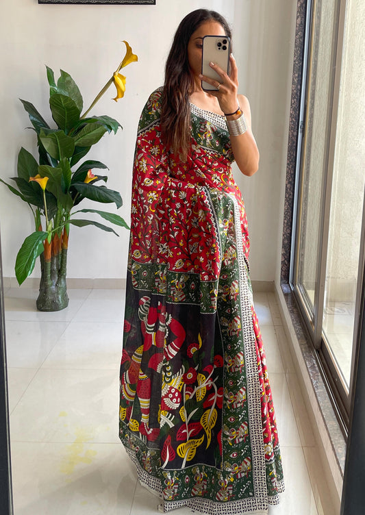 Kayatri New Designs in our Kalmkari Print Mul Cotton Saree