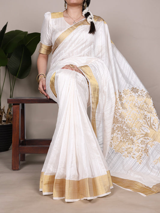 Kayatri New Dressing up for Onam in a raw silk saree that reflects the beauty of Kerala traditions and celebrations Saree