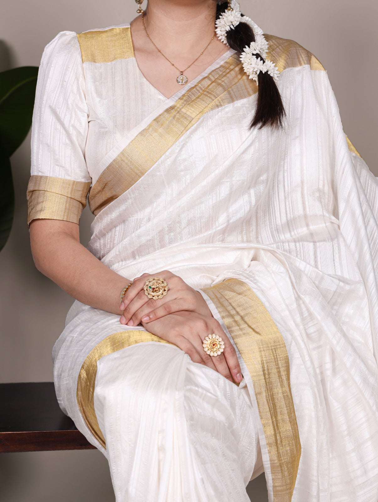 Kayatri New Dressing up for Onam in a raw silk saree that reflects the beauty of Kerala traditions and celebrations Saree