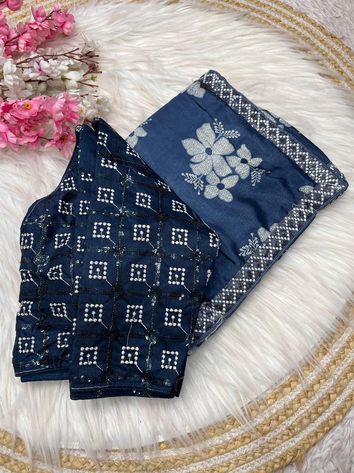 Kayatri New Pure  NATURAL Chinon silk saree with elegant print design on all over the saree