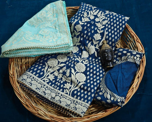 Kayatri New Pure Banarasi Dolo silk langha jari wark Jaipuri dai  dupatta pur Dola silk