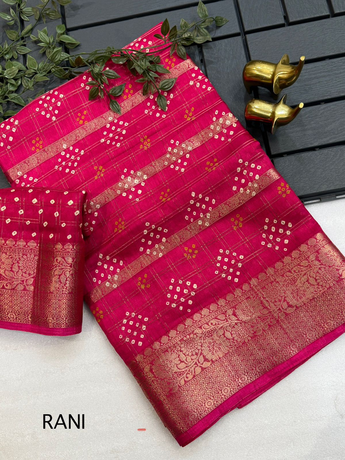 Kayatri New Beautiful Dola silk sarees with all over weaving line and chex Bandhani print saree