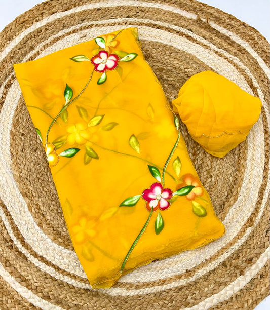 Kayatri New Soft pure Siffon handwork Light weight sarees