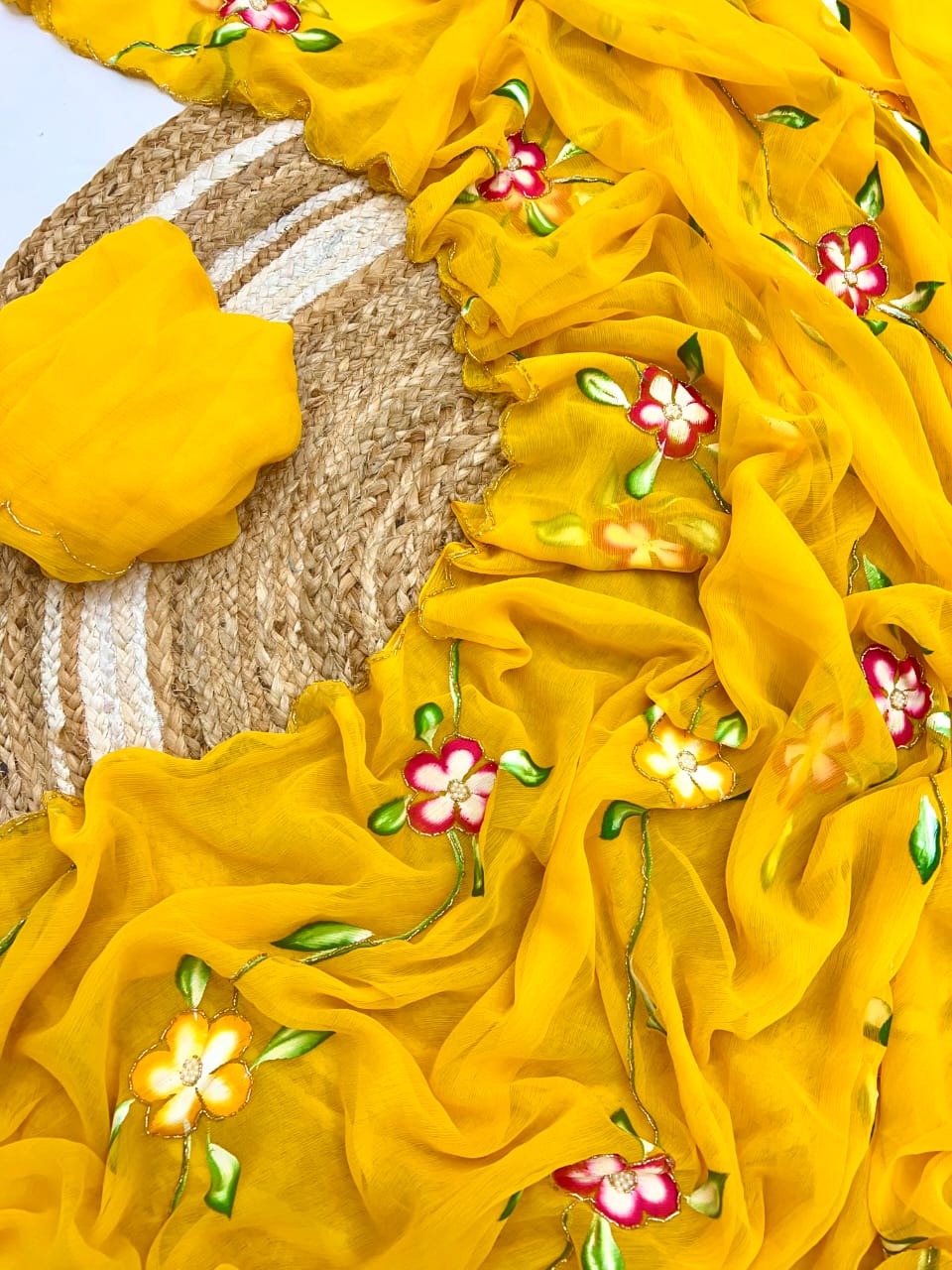 Kayatri New Soft pure Siffon handwork Light weight sarees