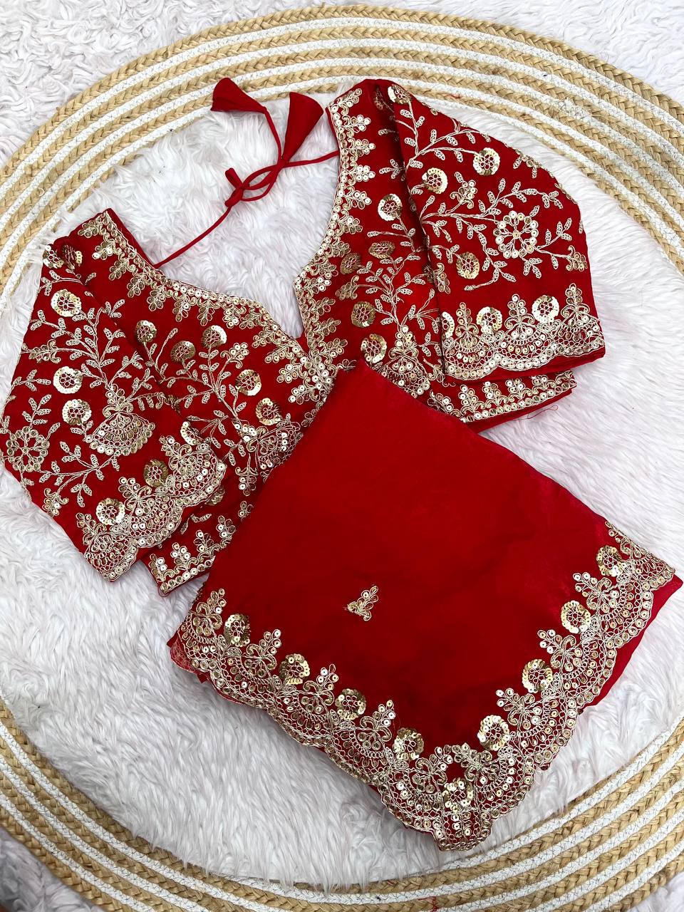 Kayatri New Fendy Satin Silk  Sequins with Jari Dori Embroidery work with Cutwork Border Sequins Butti in Pallu with Body Parts.
