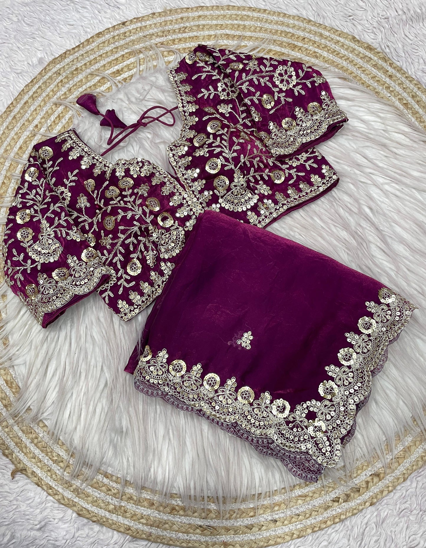 Kayatri New Fendy Satin Silk  Sequins with Jari Dori Embroidery work with Cutwork Border Sequins Butti in Pallu with Body Parts.