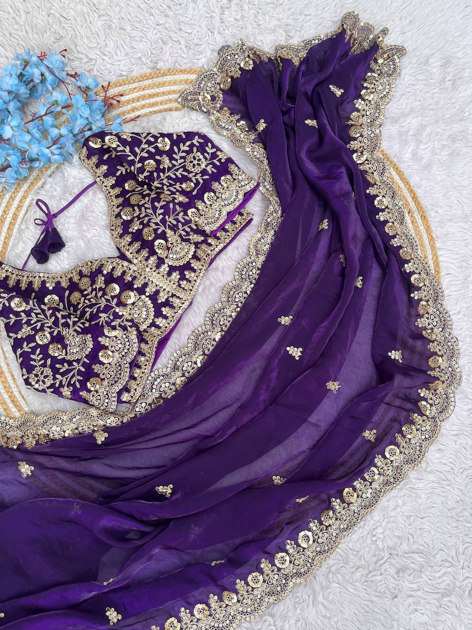 Kayatri New Fendy Satin Silk  Sequins with Jari Dori Embroidery work with Cutwork Border Sequins Butti in Pallu with Body Parts.