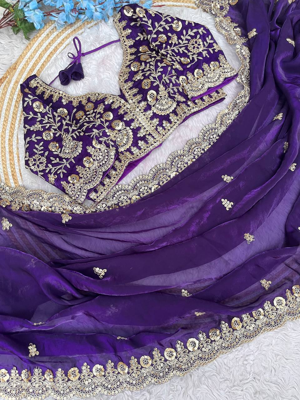 Kayatri New Fendy Satin Silk  Sequins with Jari Dori Embroidery work with Cutwork Border Sequins Butti in Pallu with Body Parts.