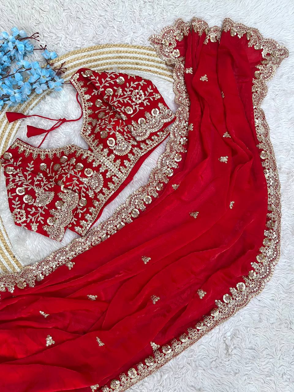 Kayatri New Fendy Satin Silk  Sequins with Jari Dori Embroidery work with Cutwork Border Sequins Butti in Pallu with Body Parts.