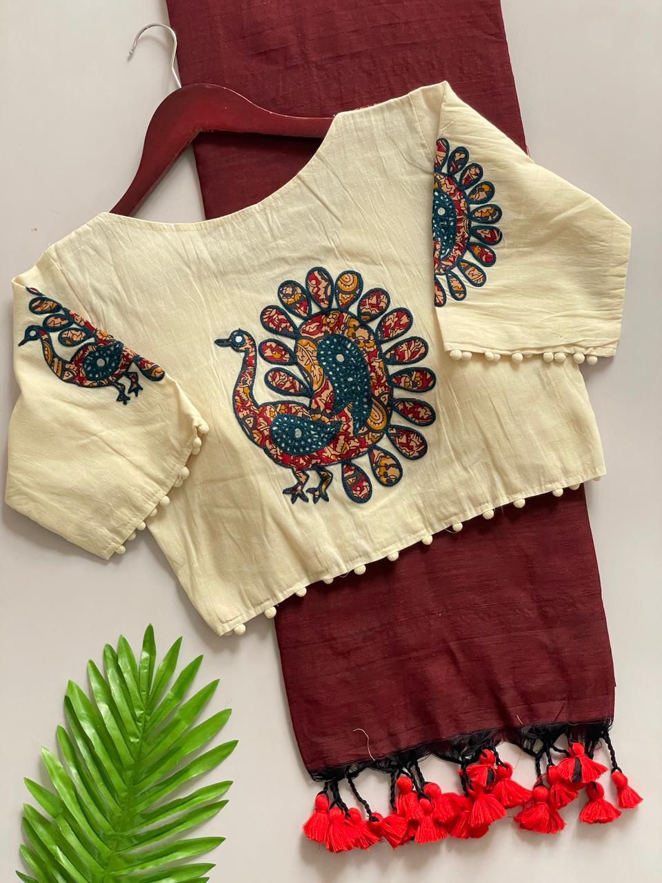 Kayatri New Presenting a Khadi Cotton Saree And Beautiful Heavy Khadi Cotton Apllic Blouse