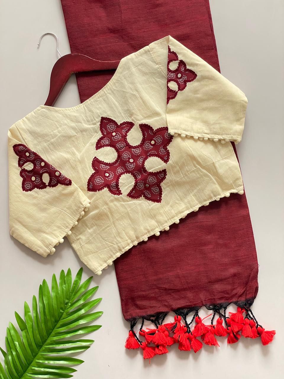 Kayatri New Presenting a Khadi Cotton Saree And Beautiful Heavy Khadi Cotton Apllic Blouse