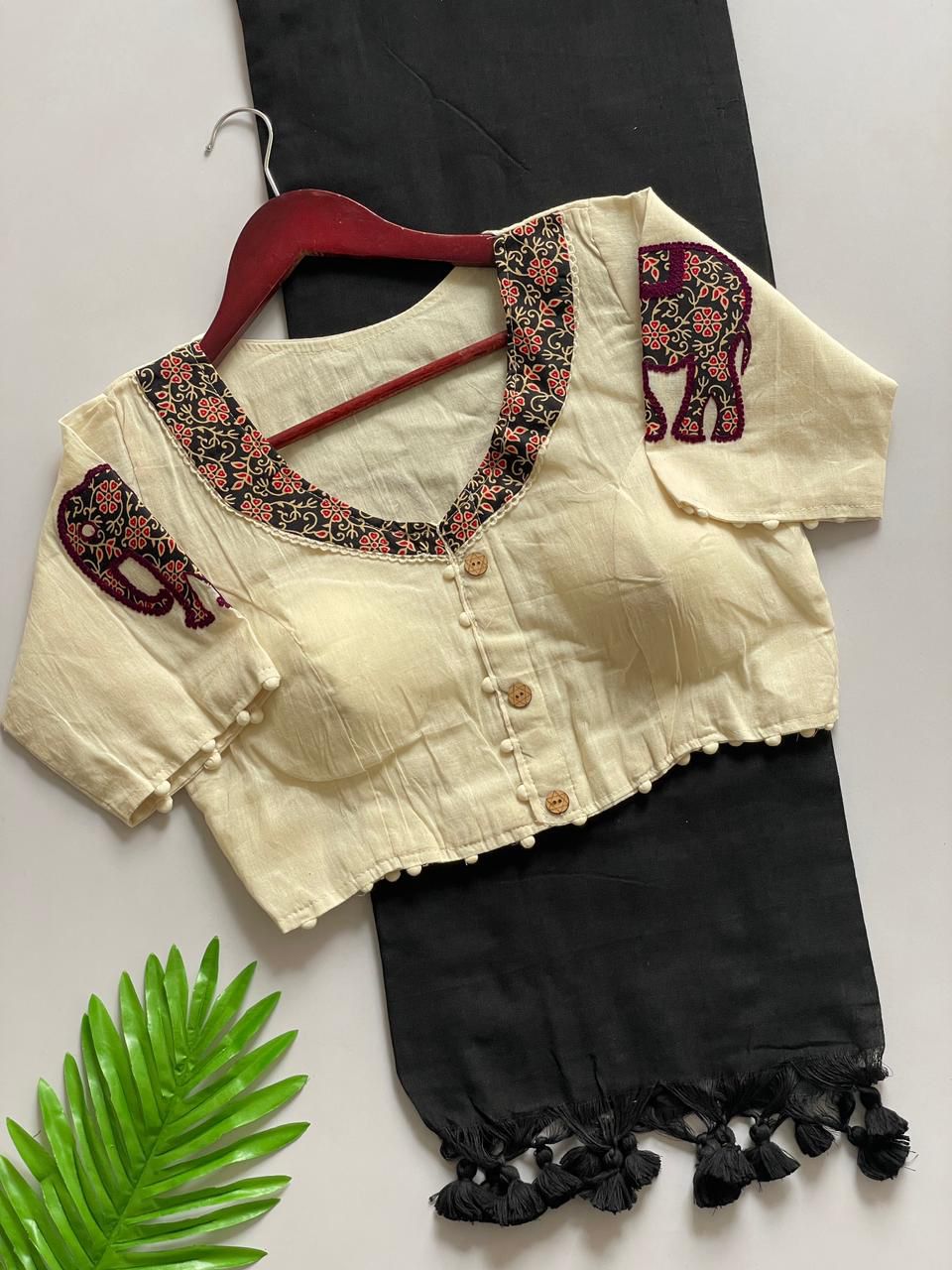 Kayatri New Presenting a Khadi Cotton Saree And Beautiful Heavy Khadi Cotton Apllic Blouse