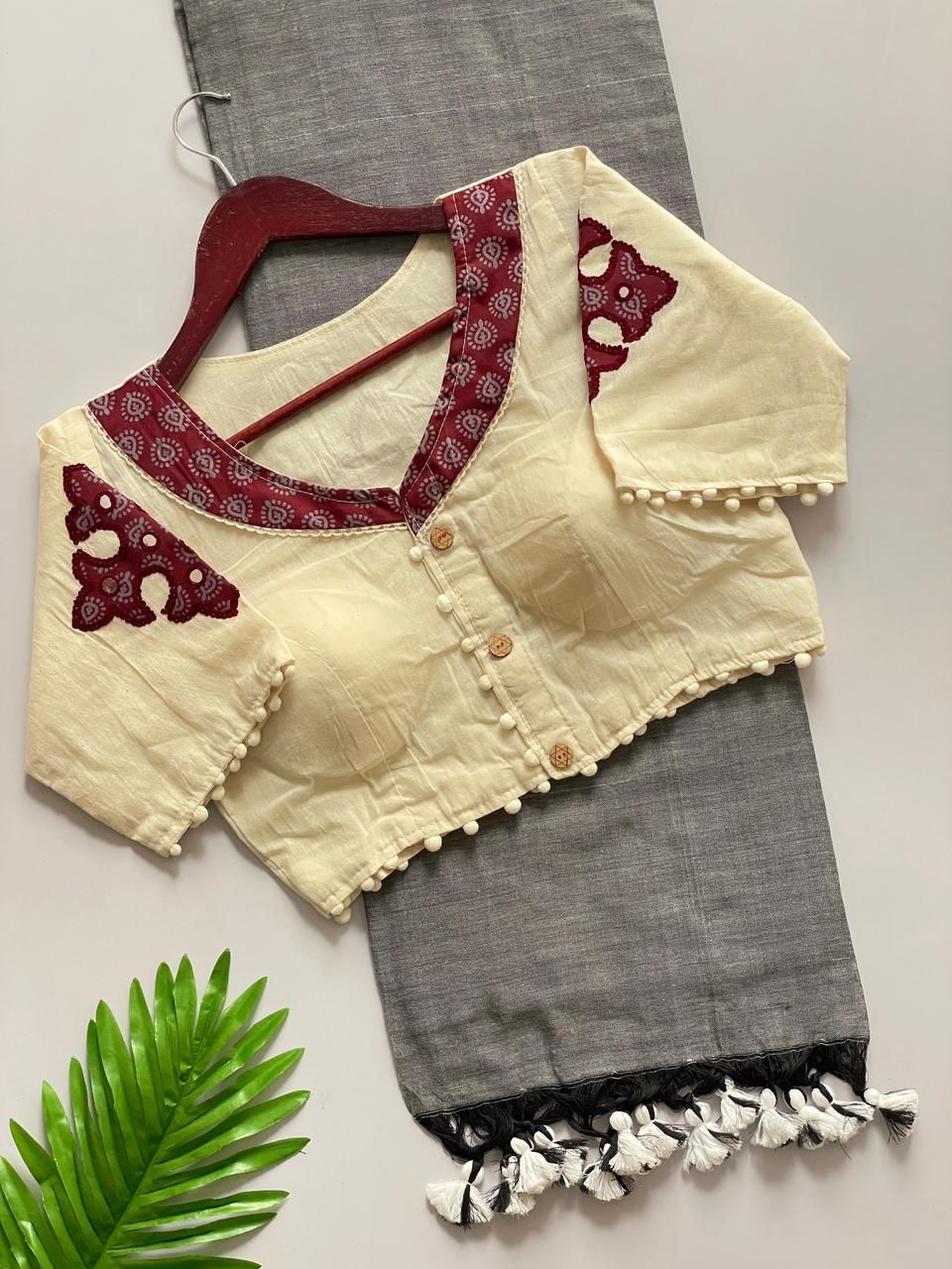 Kayatri New Presenting a Khadi Cotton Saree And Beautiful Heavy Khadi Cotton Apllic Blouse