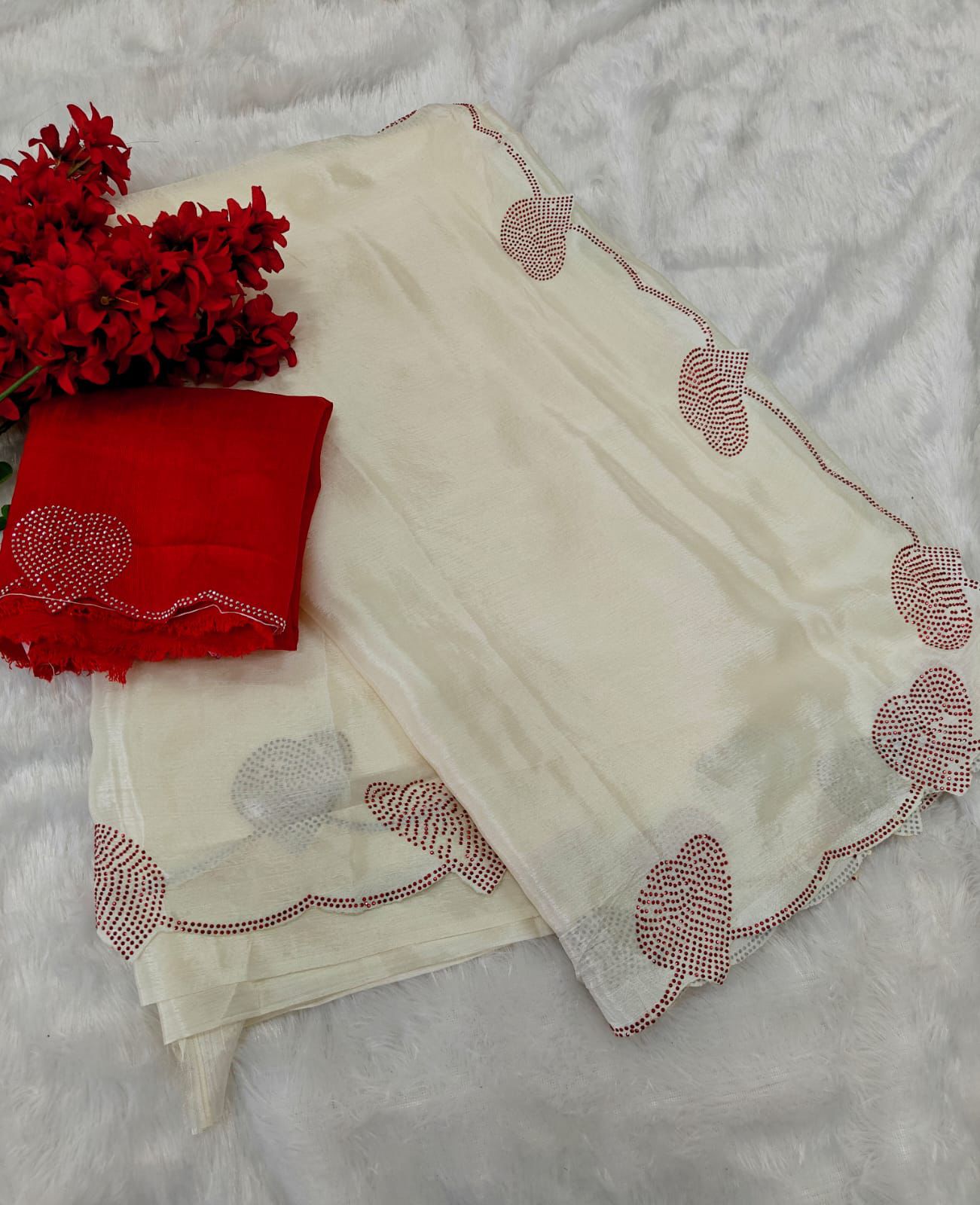 Kayatri New  Designer shiny Chiffon SILK with Beautiful aimond work with banglori blouse with butterfly diamond work