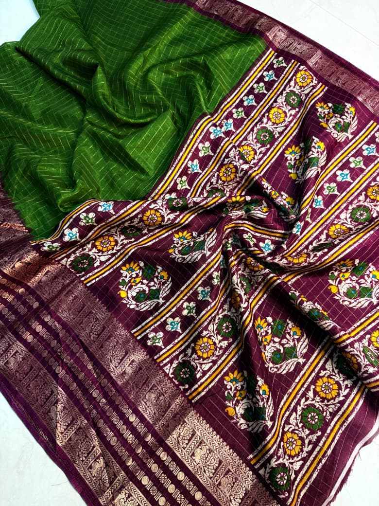 Kayatri New dola chex  and premium pallu on saree