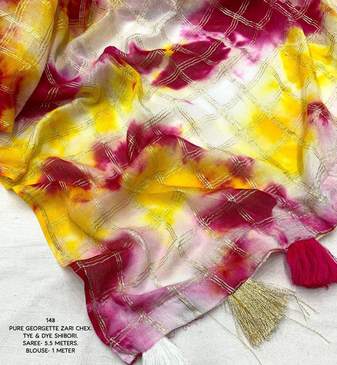 Kayatri New GEORGETTE ZARI CHEX COLORFULL SAREE.