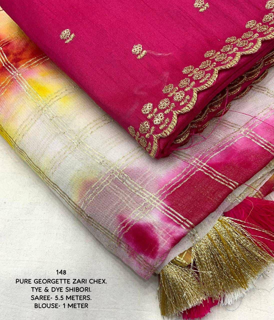 Kayatri New GEORGETTE ZARI CHEX COLORFULL SAREE.