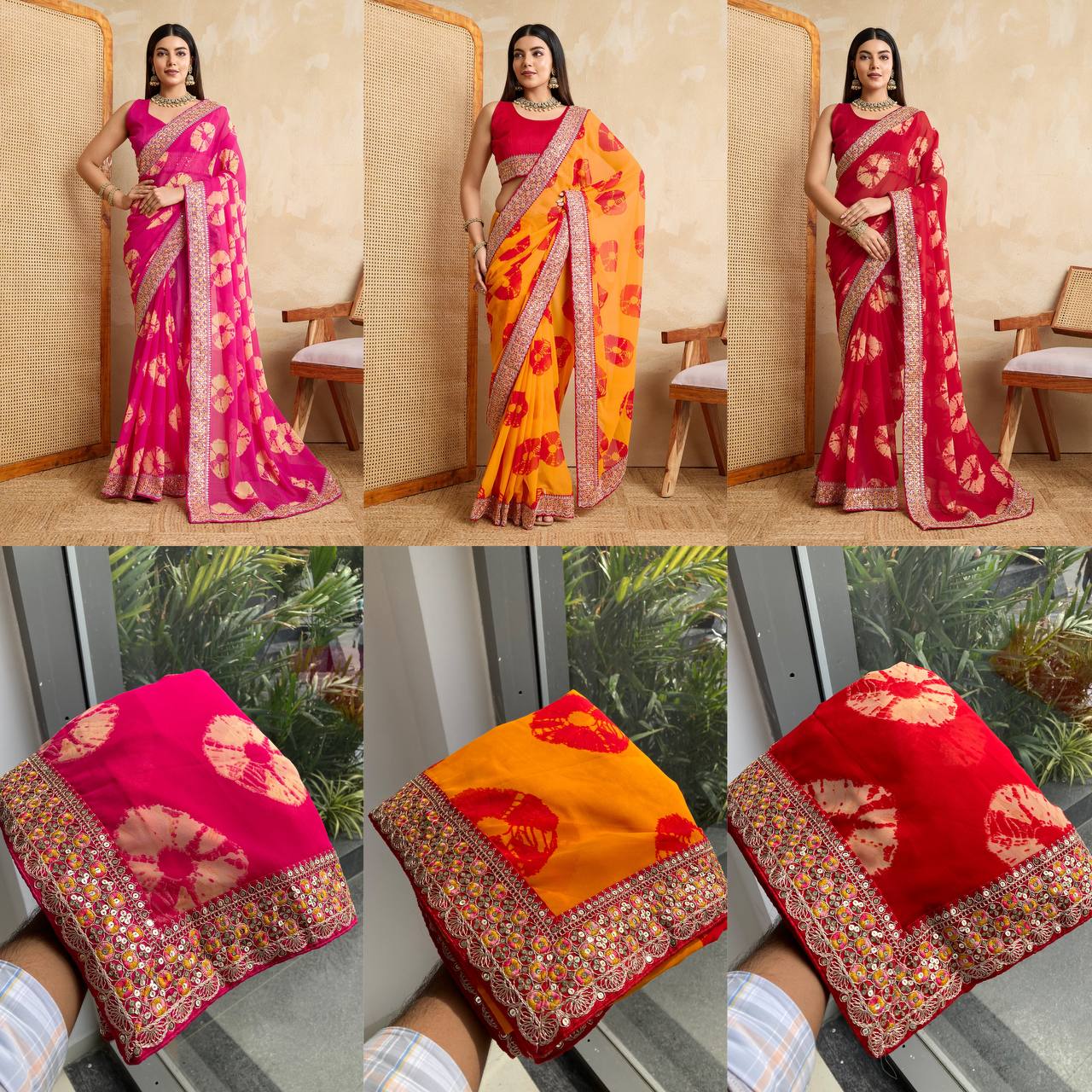 Kayatri New Party Wear Soft Georgette Bandhej Saree
