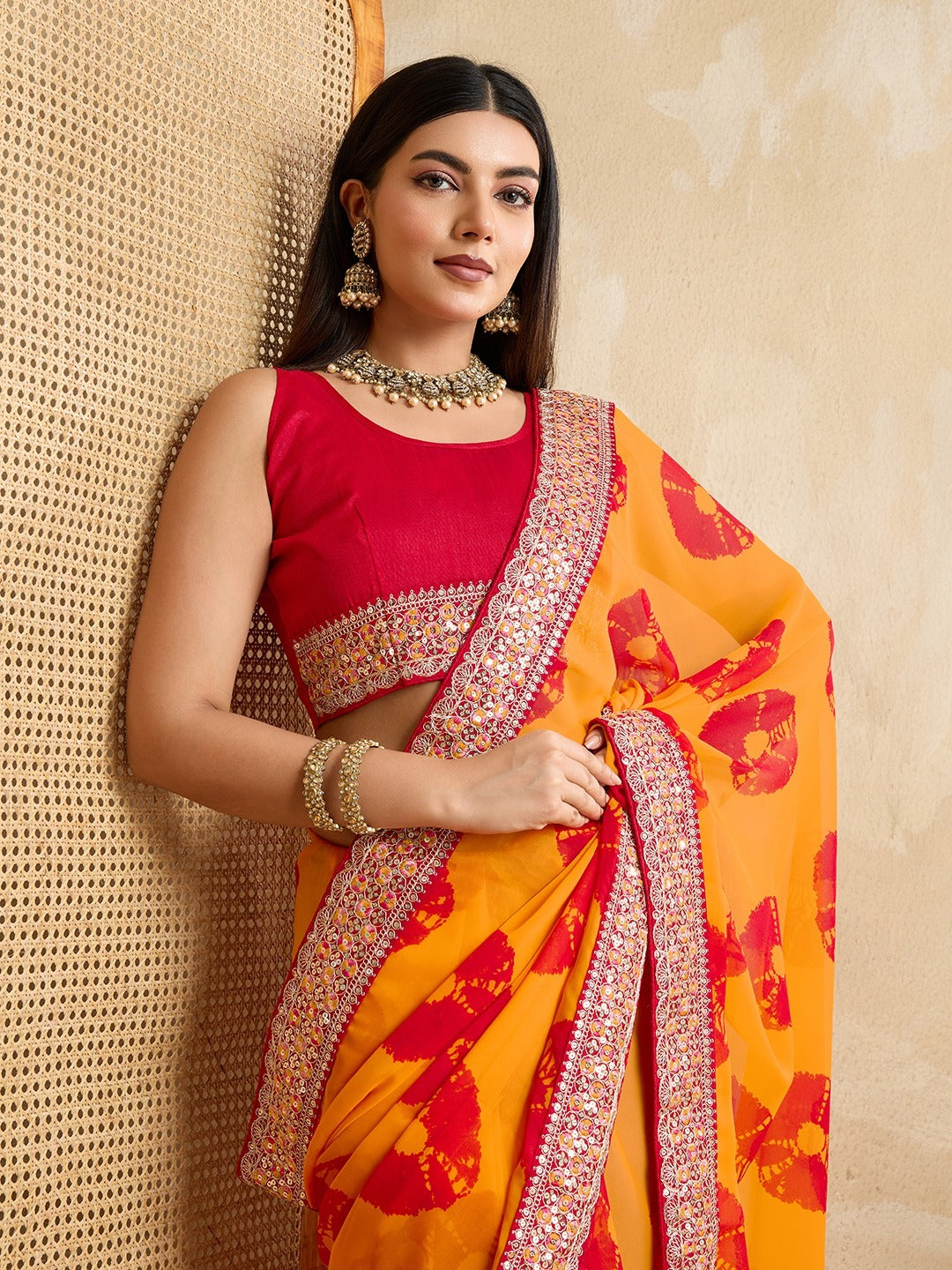 Kayatri New Party Wear Soft Georgette Bandhej Saree