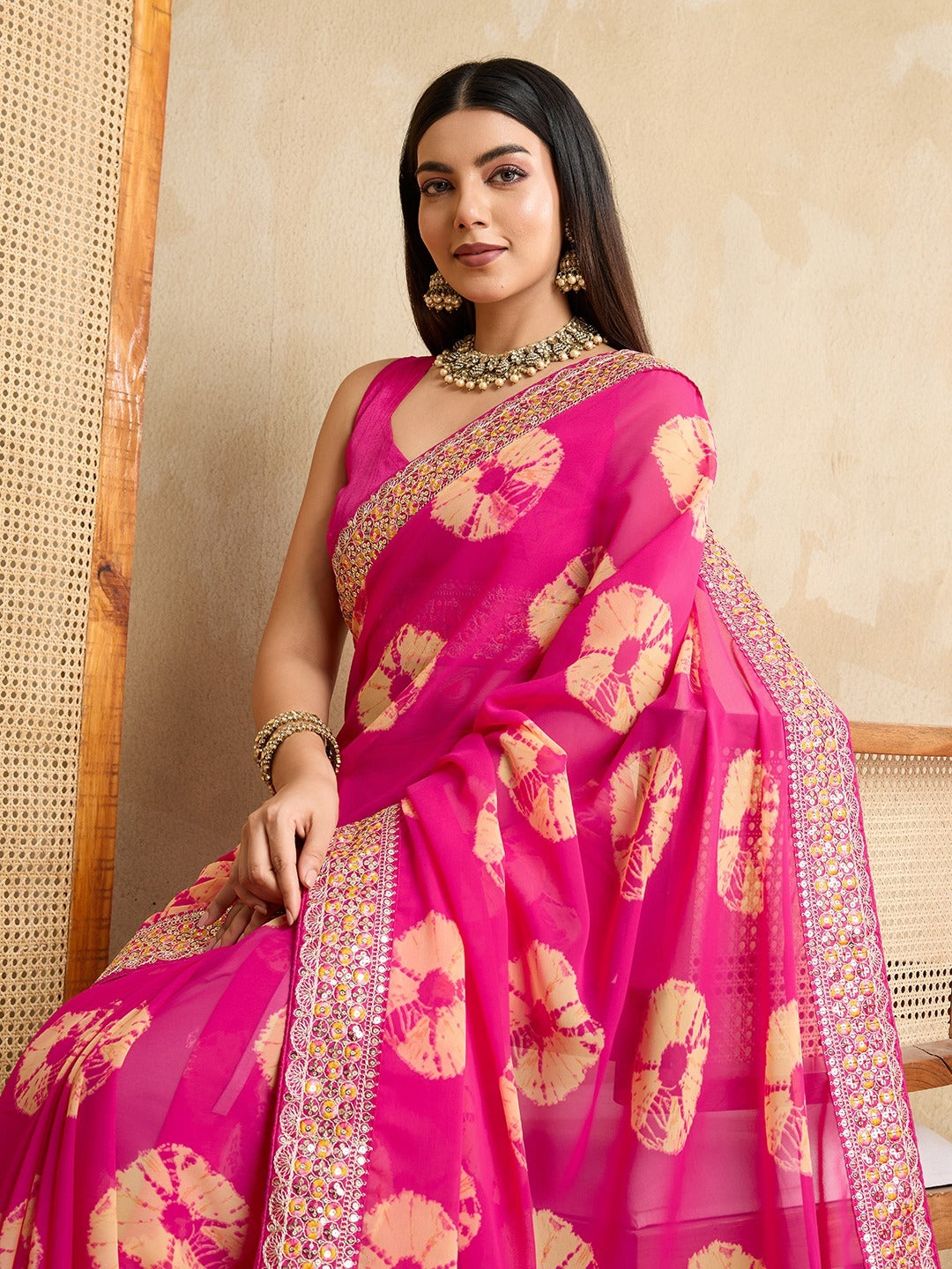 Kayatri New Party Wear Soft Georgette Bandhej Saree