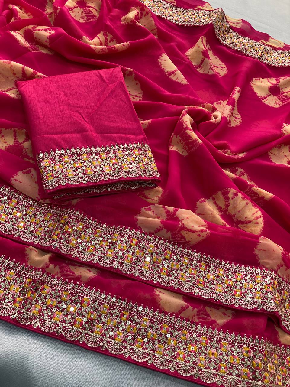 Kayatri New Party Wear Soft Georgette Bandhej Saree