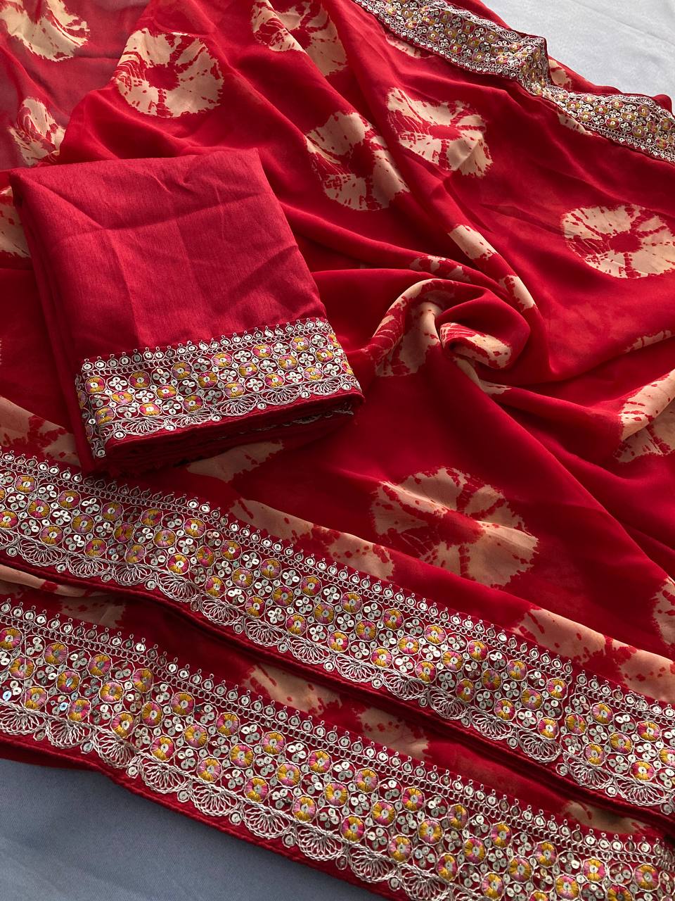 Kayatri New Party Wear Soft Georgette Bandhej Saree