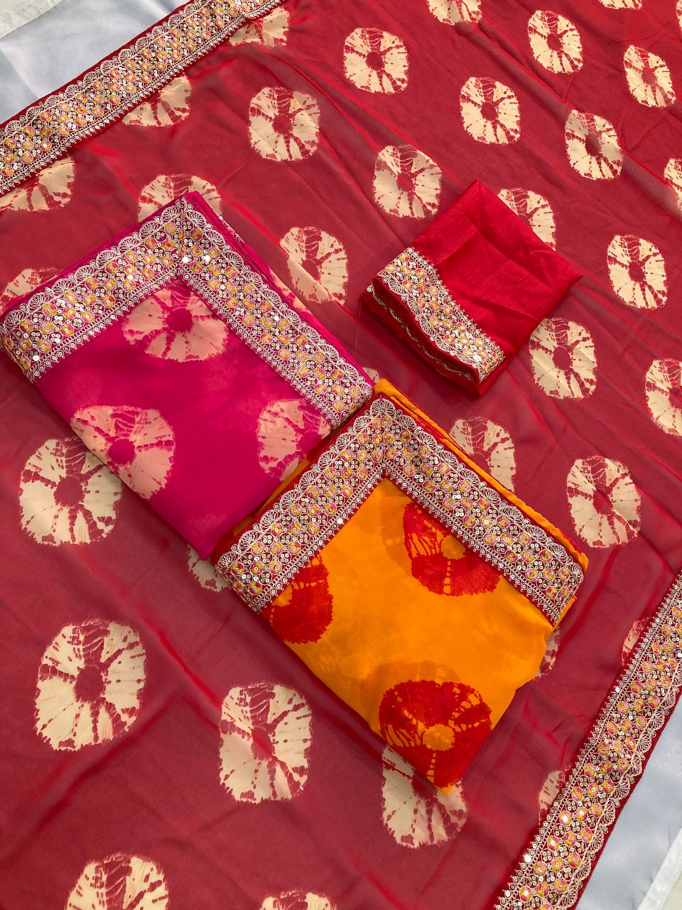 Kayatri New Party Wear Soft Georgette Bandhej Saree