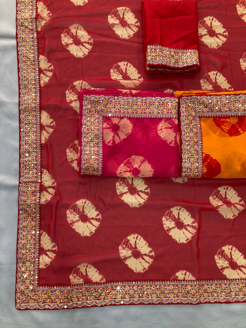 Kayatri New Party Wear Soft Georgette Bandhej Saree